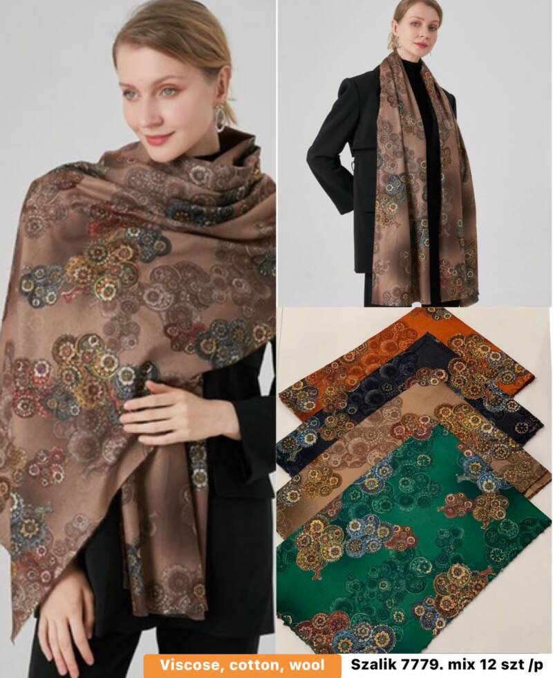 Szaliki damskie Roz Standard, Mix Kolor Paczka 12 szt 1